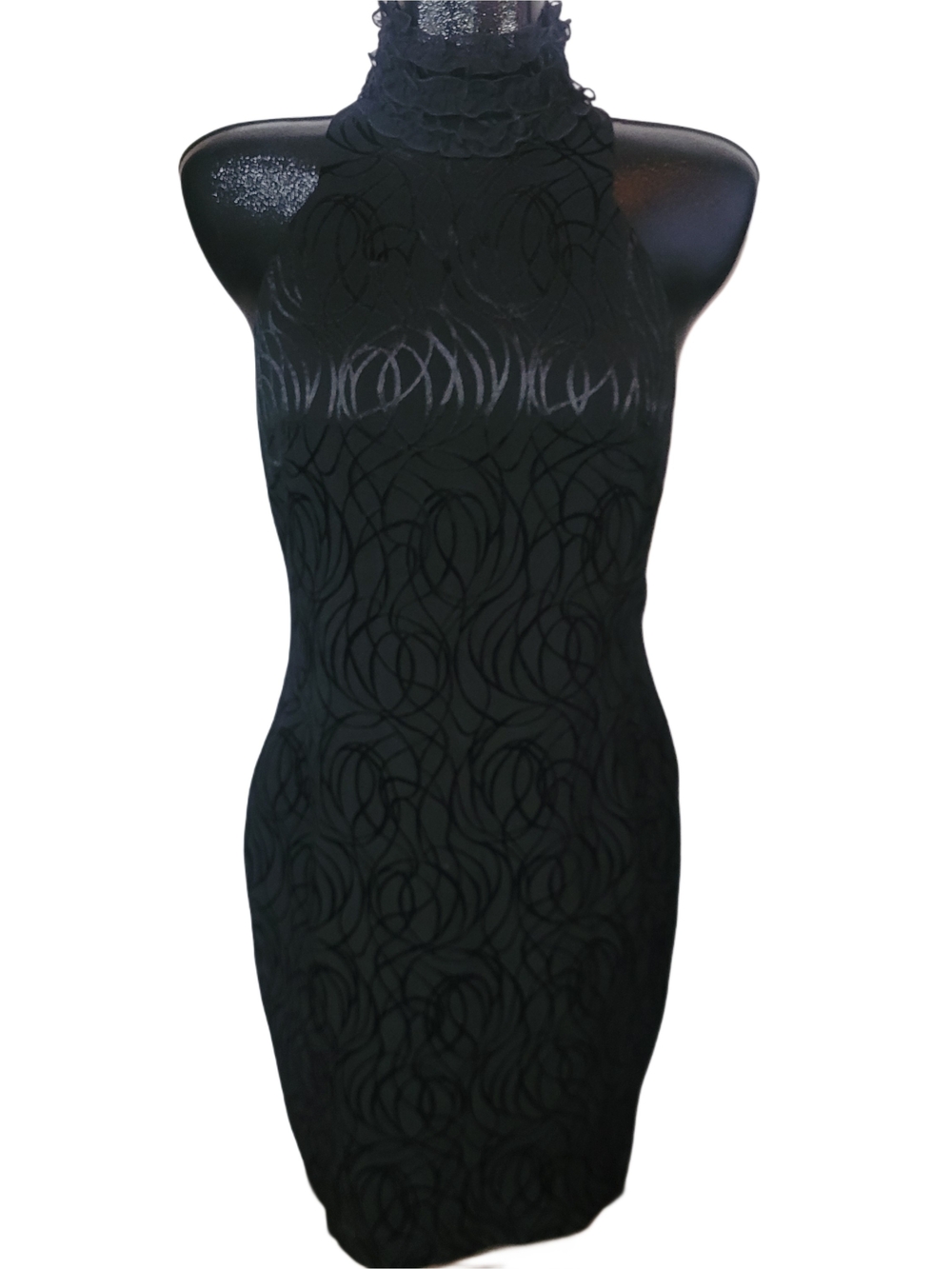 Vintage 90's Sleeveless High-Neck Black Mid-length Sheath Dress Size 10